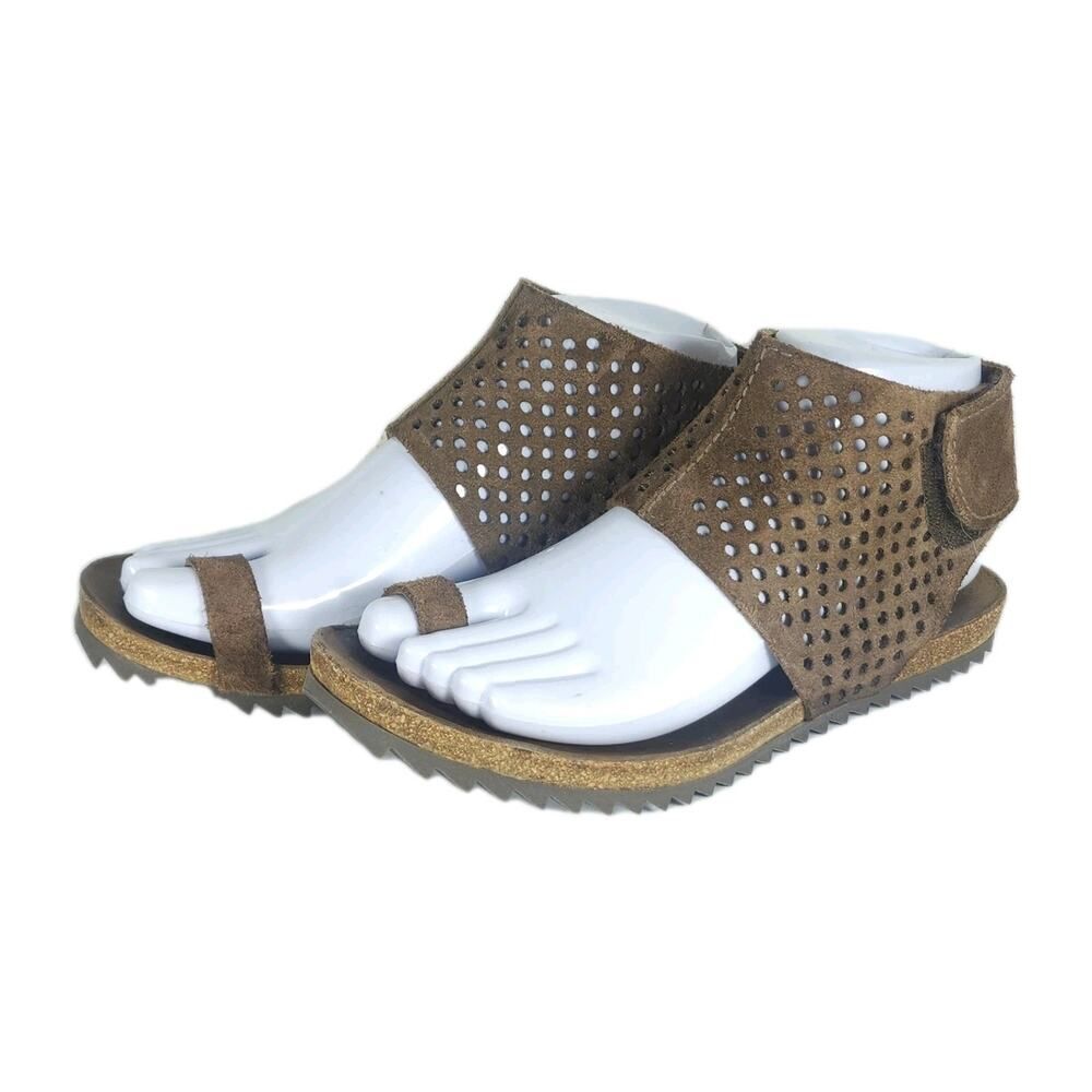 Pedro Garcia Women's Verena US 7? Chocolate Brown Perforated Ankle Cuff Sandals